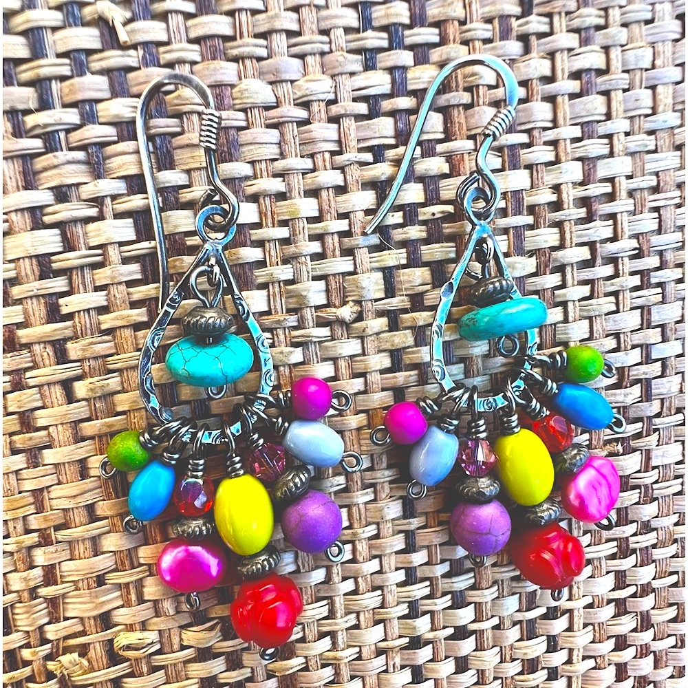 Colorful Sterling Fun Funky Earrings
